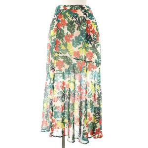 21SS フレアスカート ロング ミモレ 花柄 36 S マルチカラー /KL