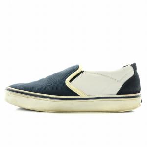 スリッポン スニーカー シューズ レザー スエード 7 25.0cm 紺 ネイビー 白 ホワイト /NW38