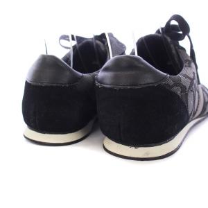 COACH ローカットスニーカー シグネチャー スエード 切替 US6B 23cm 黒 ブラック グレー /KH