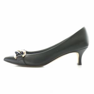 DIANA パンプス ポインテッドトゥ ハイヒール フェイクレザー チェーン 装飾 23cm 黒 ブラック G15120