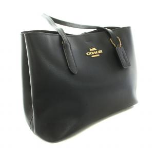 COACH アベニュー AVENUE トートバッグ ハンドバッグ レザー ロゴプレートチャーム 黒 ブラック ゴールド F48733