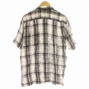 ISSEY MIYAKE MEN リネン シャツ 半袖 チェック 2 M 黒 白