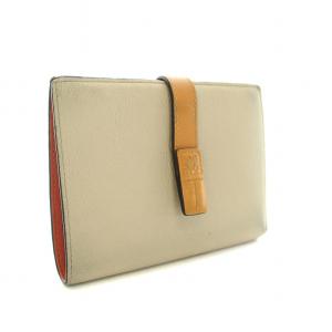 LOEWE バーティカルウォレットミディアム 財布 二つ折り 小銭入れ レザー ベージュ 茶 ブラウン
