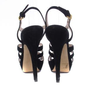 miumiu サンダル ハイヒール ストラップ スエード 38.5 25.5cm 黒 ブラック /BM