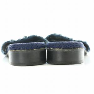 Tao サンダル ラウンドトゥ ローヒール デニム フリル 装飾 23cm 紺 ネイビー /BB