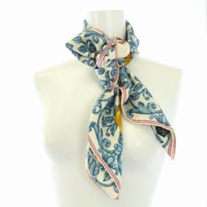 LOEWE VELAZQUEZ ECUESTRE スカーフ 総柄 シルク 青 ブルー ピンク