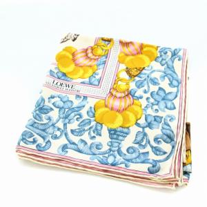 LOEWE VELAZQUEZ ECUESTRE スカーフ 総柄 シルク 青 ブルー ピンク