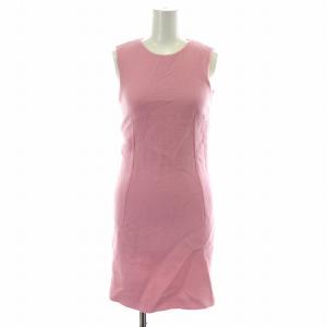 ワンピース ひざ丈 ノースリーブ バックボタン ウール 絹 シルク 36 S ピンク /NW10