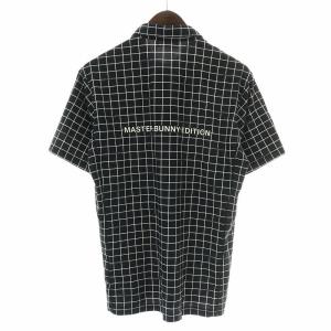 MASTER BUNNY EDITION 23SS ゴルフウェア ポロシャツ 半袖 ハーフボタン チェック ロゴ刺繍 プリント ストレッチ