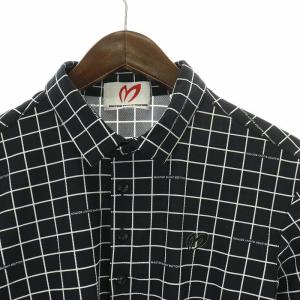 MASTER BUNNY EDITION 23SS ゴルフウェア ポロシャツ 半袖 ハーフボタン チェック ロゴ刺繍 プリント ストレッチ