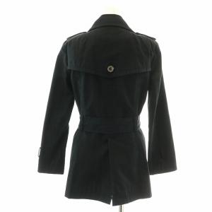 BURBERRY BLUE LABEL トレンチコート スプリング ダブル リボンベルト ミドル 裏地ノバチェック ウール 38 M 黒 ブラック