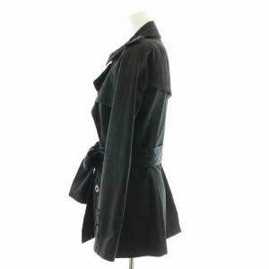 BURBERRY BLUE LABEL トレンチコート スプリング ダブル リボンベルト ミドル 裏地ノバチェック ウール 38 M 黒 ブラック