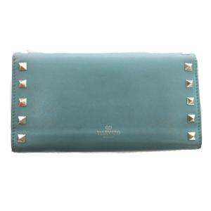 VALENTINO GARAVANI 長財布 レザー ロックスタッズ 緑 グリーン