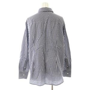 23区 × canclini カジュアルシャツ ブラウス ギンガムチェック 長袖 大きいサイズ 48 XXXL 紺 ネイビー 白 ホワイト