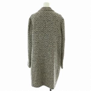 Aquascutum チェスターコート スプリング ロング シングル ツイード 麻 リネン混 黒 ブラック 白 ホワイト ベージュ