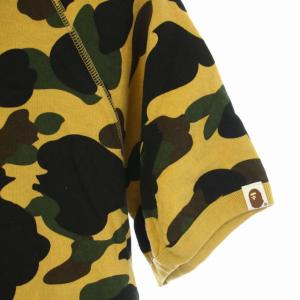 A BATHING APE プルオーバーパーカー カモフラ 迷彩柄 半袖 プリント XS カーキ 黄色 マスタード /TK