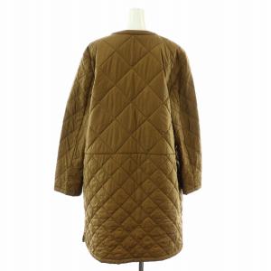 23区 キルティングコート 中綿 ノーカラー ロング シングル 大きいサイズ 46 XXL キャメル