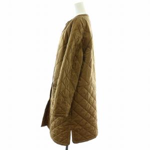 23区 キルティングコート 中綿 ノーカラー ロング シングル 大きいサイズ 46 XXL キャメル