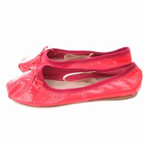 miumiu バレエシューズ フラットシューズ パンプス スリッポン エナメル リボン 靴 35 22.5cm 赤 レッド
