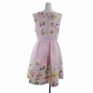Chesty タグ付き ワンピース ひざ丈 ノースリーブ フレアスカート 花柄プリント 0 XS ピンク