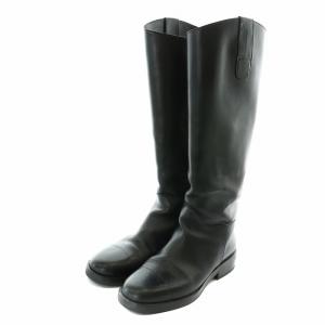 JIL SANDER ジョッキーブーツ ロング レザー 35 22.0cm 黒 ブラック