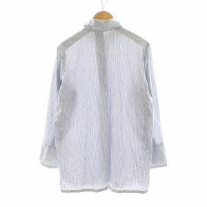 Y's シャツ 長袖 ストライプ ロング グレー バックスリット 3 M 水色 ライトブルー