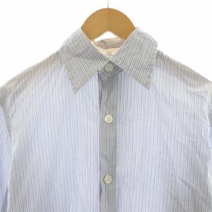 Y's シャツ 長袖 ストライプ ロング グレー バックスリット 3 M 水色 ライトブルー