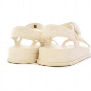 FENDI ROMA フラットサンダル アンクルストラップ ラバー 37 24cm アイボリー