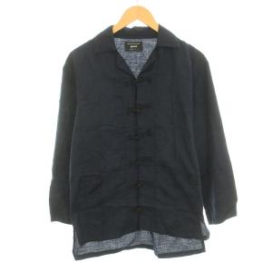 ペイズリーチャイナシャツ 総柄 長袖 1 S 紺 ネイビー /KL