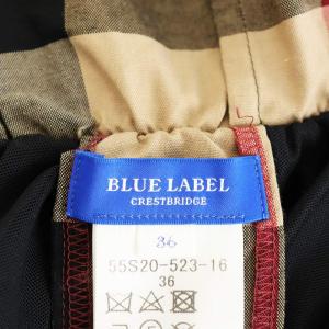 BLUE LABEL CRESTBRIDGE フレアスカート ひざ丈 チェック柄 チュール リバーシブル 36 S 黒 ブラック 赤 レッド /AN14