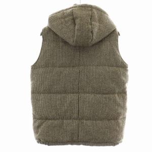 Harris Tweed HarrisTweed 中綿ベスト ジレ ジャケット シングル スタンドカラー フード ウール 茶 ブラウン /NW33