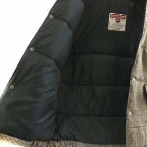 Harris Tweed HarrisTweed 中綿ベスト ジレ ジャケット シングル スタンドカラー フード ウール 茶 ブラウン /NW33