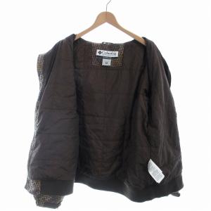 Columbia ダウンパーカージャケット フーディー 千鳥柄 中綿 ジップアップ 長袖 M 茶 ブラウン