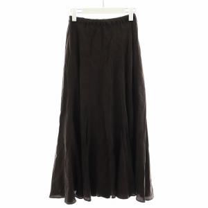 フレアスカート ミモレ ロング フェイクレザー 36 S ダークブラウン /AN19