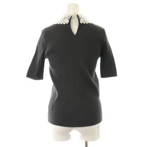 UNITED ARROWS 2WAY ショートスリーブ レディニット リブ カットソー 襟レース 半袖 F チャコールグレー 15181831827