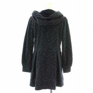 TO BE CHIC パーカー ジャケット ロング ジップアップ 長袖 ボックスプリーツ フリル ストレッチ 40 M 黒 ブラック 白 ホワイト