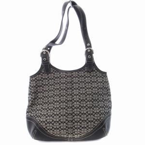 COACH ミニシグネチャー ハンドバッグ レザー キャンバス 総柄 ロゴ 鞄 グレー 7025