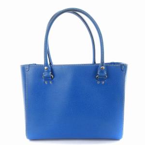 kate spade new york ハンドバッグ スクエア型 レザー ロゴ 裏地ドット 鞄 青 ブルー