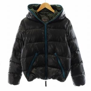 ダウンジャケット フード ナイロン アウター 44 S 黒 ブラック