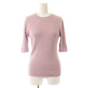 H/N HALF SLEEVE RIB KNIT TOPS リブニット カットソー クルーネック プルオーバー