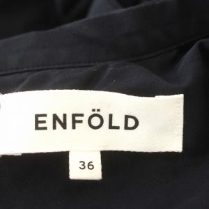 ENFOLD 20SS シャツワンピース ロング アシンメトリー 長袖 36 S ネイビー 紺