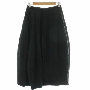 nagonstans バックウォームアシンメバルーンskirt スカート ミモレ ロング ストレッチ 無地 裏起毛 S 黒 ブラック 470EA681-1980