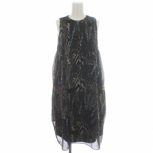 タグ付き コクーンワンピース ミニ アシメ 変形 アニマル柄 シアー シースルー ノースリーブ S グレー