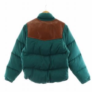 Schott 80?90s ヴィンテージ ダウンジャケット ダウンベスト 2way レザー アウター 40 L 緑 グリーン 茶 ブラウン