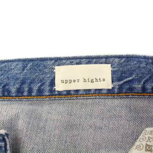 upper hights THE WOMAN FLOW デニムパンツ ジーンズ テーパード ジップフライ ダメージ加工 コットン 23 XS 青 ブルー