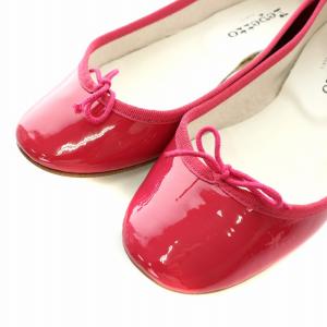 Repetto サンドリオン CENDRILLON AD バレエシューズ パンプス フラット リボン ラウンドトゥ エナメル カウレザー 38