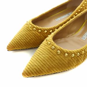 PELLICO ANIMA 10 フラットシューズ パンプス ポインテッドトゥ コーデュロイ キルティング スタッズ 37 24.0cm キャメル