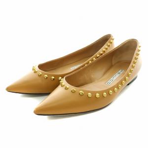 PELLICO ANIMA 10 フラットシューズ パンプス スタッズ レザー ポインテッドトゥ 37 24.0cm ベージュ 0038