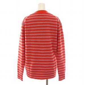 美品 marimekko ウニッコ ボーダー ニットカーディガン ユニセックス カーディガン ニット ボーダー Vネック ウニッコ刺繍 長袖 XS 赤