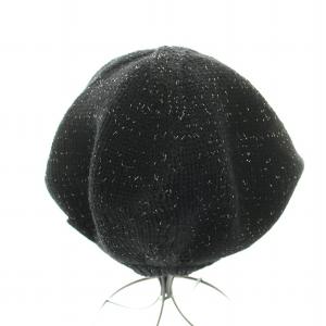 miumiu 2008年製 ニット帽 ベレー帽 ウール ラメ S 黒 ブラック シルバー